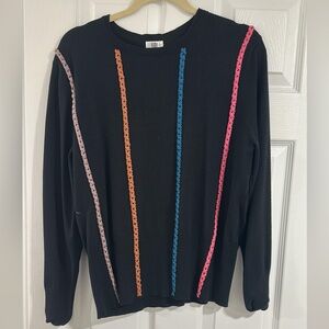 YAL Black Sweater with Colorful Stripes